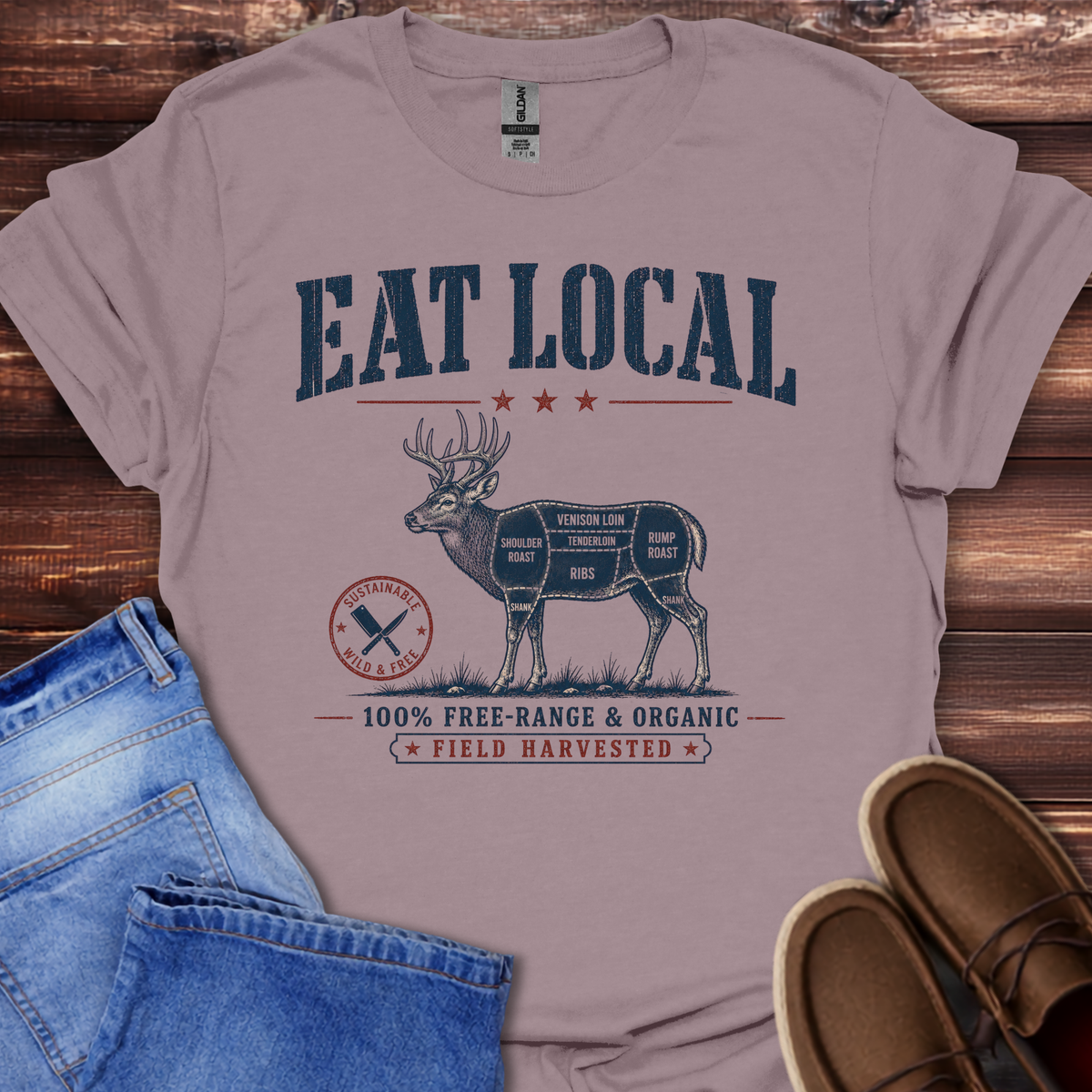 Eat Local (Deer) | Butcher Cut T-Shirt