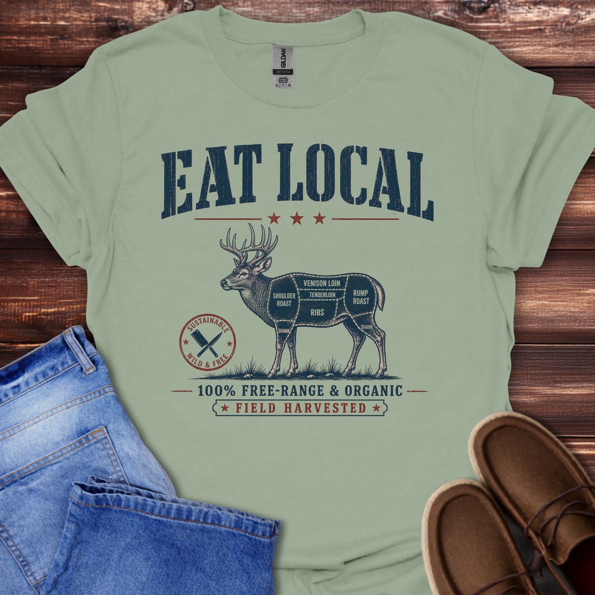 Eat Local (Deer) | Butcher Cut T-Shirt