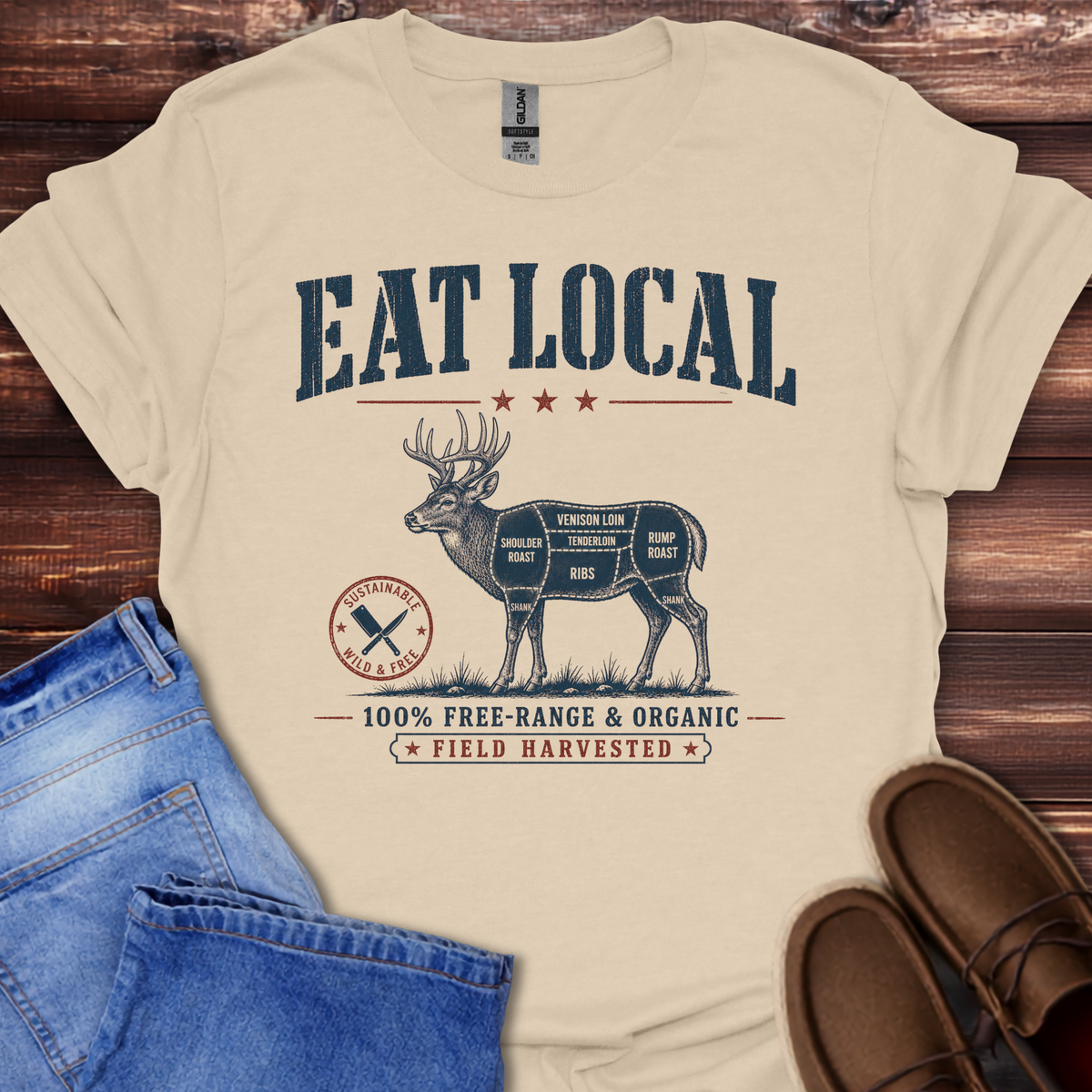 Eat Local (Deer) | Butcher Cut T-Shirt
