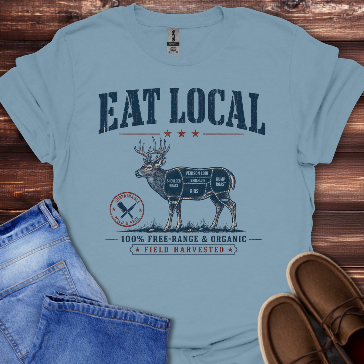Eat Local (Deer) | Butcher Cut T-Shirt