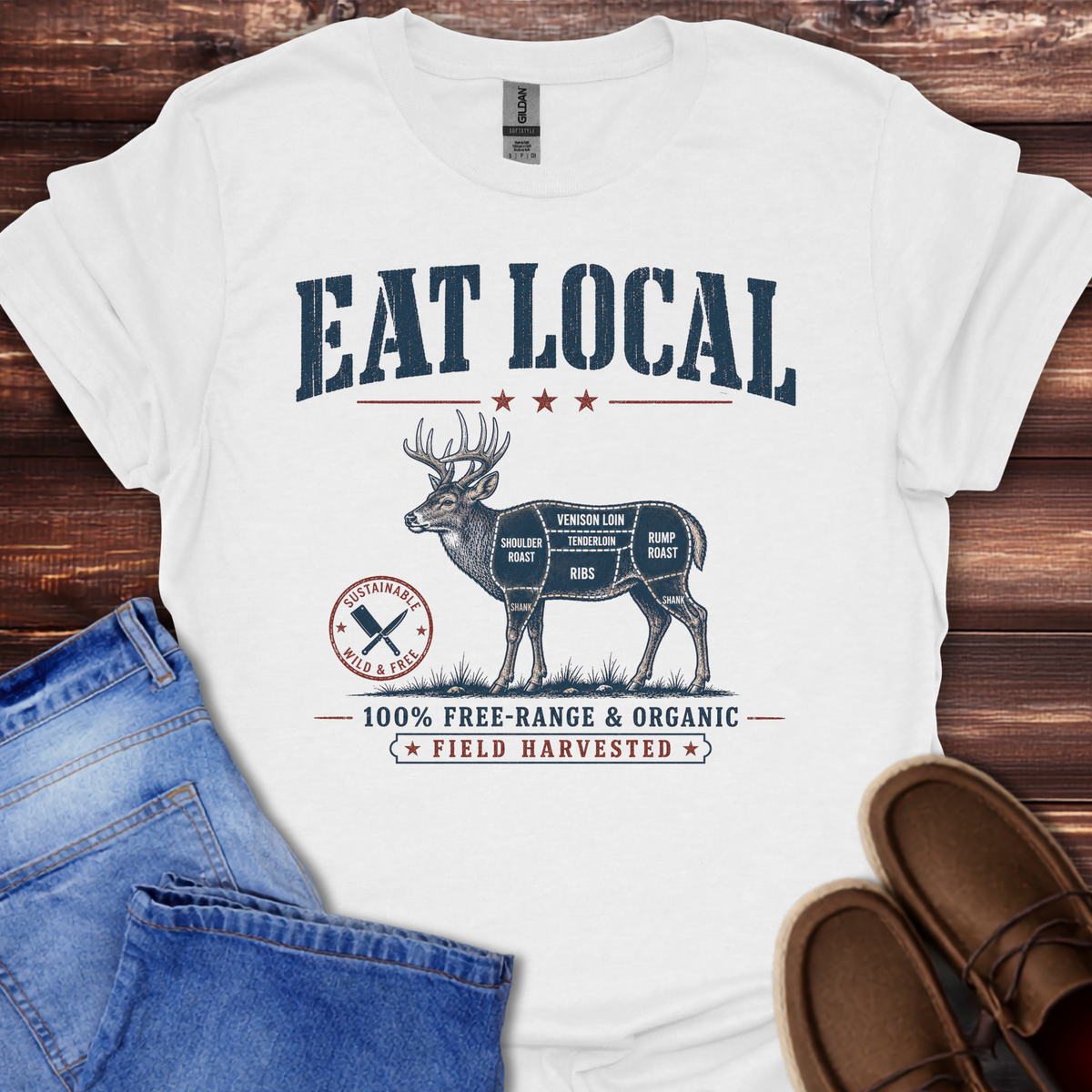 Eat Local (Deer) | Butcher Cut T-Shirt