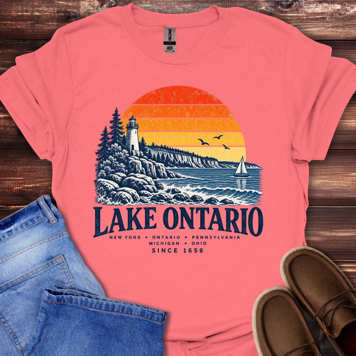 Lake Ontario Lighthouse Sunset T-Shirt