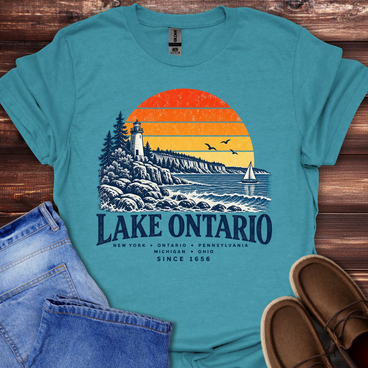 Lake Ontario Lighthouse Sunset T-Shirt