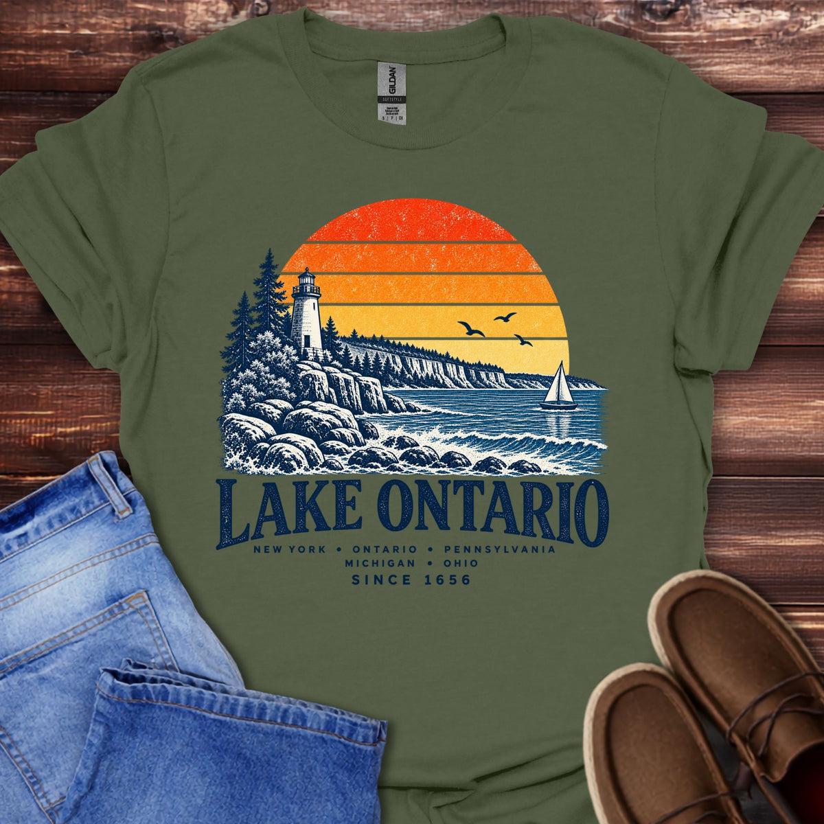 Lake Ontario Lighthouse Sunset T-Shirt