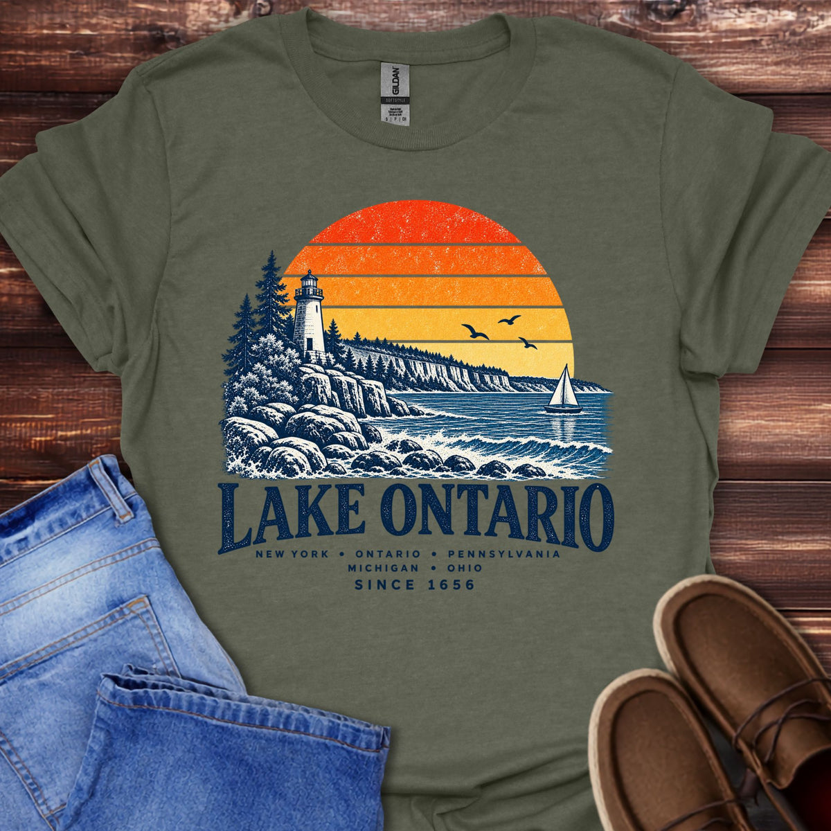 Lake Ontario Lighthouse Sunset T-Shirt