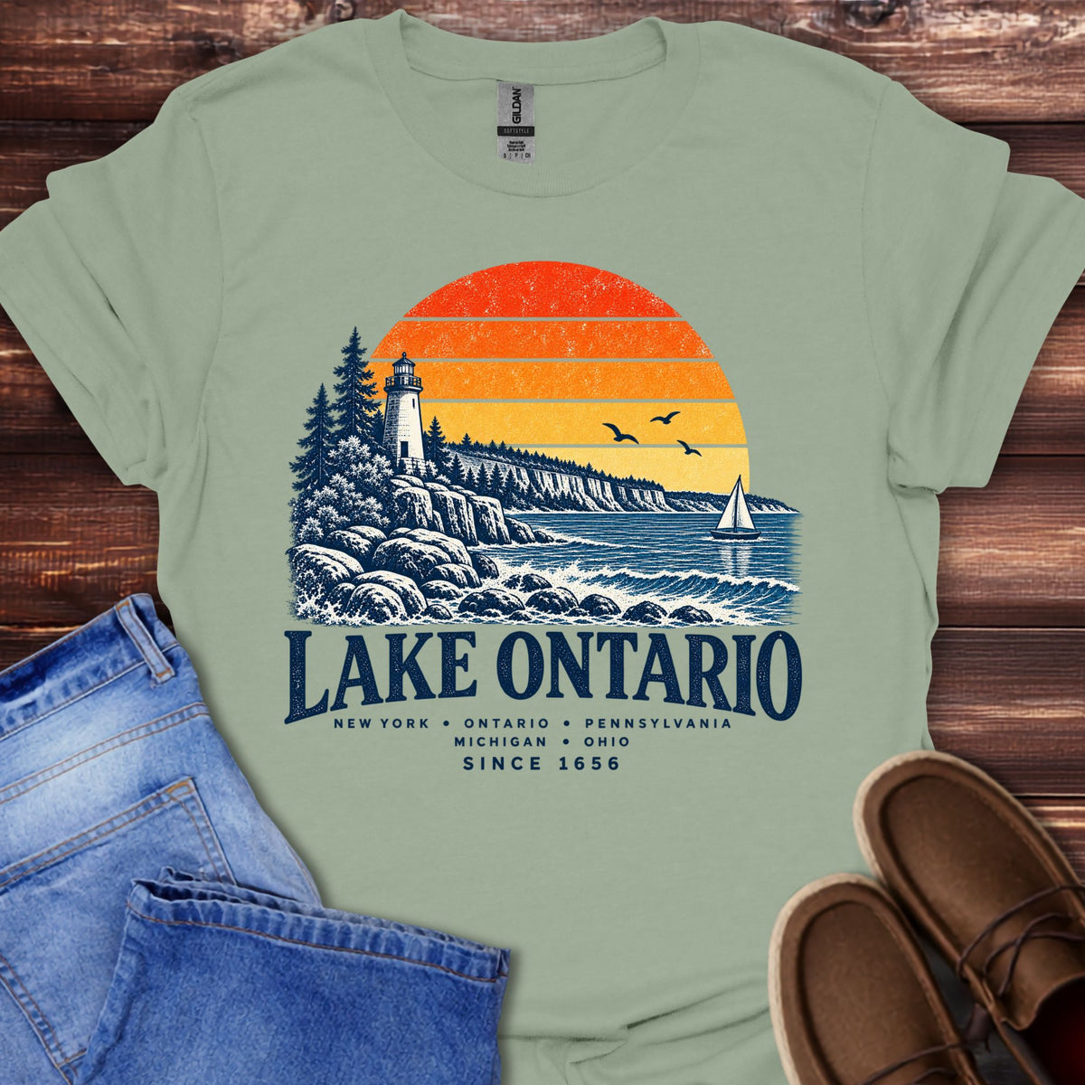 Lake Ontario Lighthouse Sunset T-Shirt