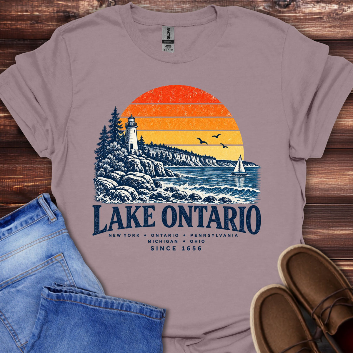 Lake Ontario Lighthouse Sunset T-Shirt