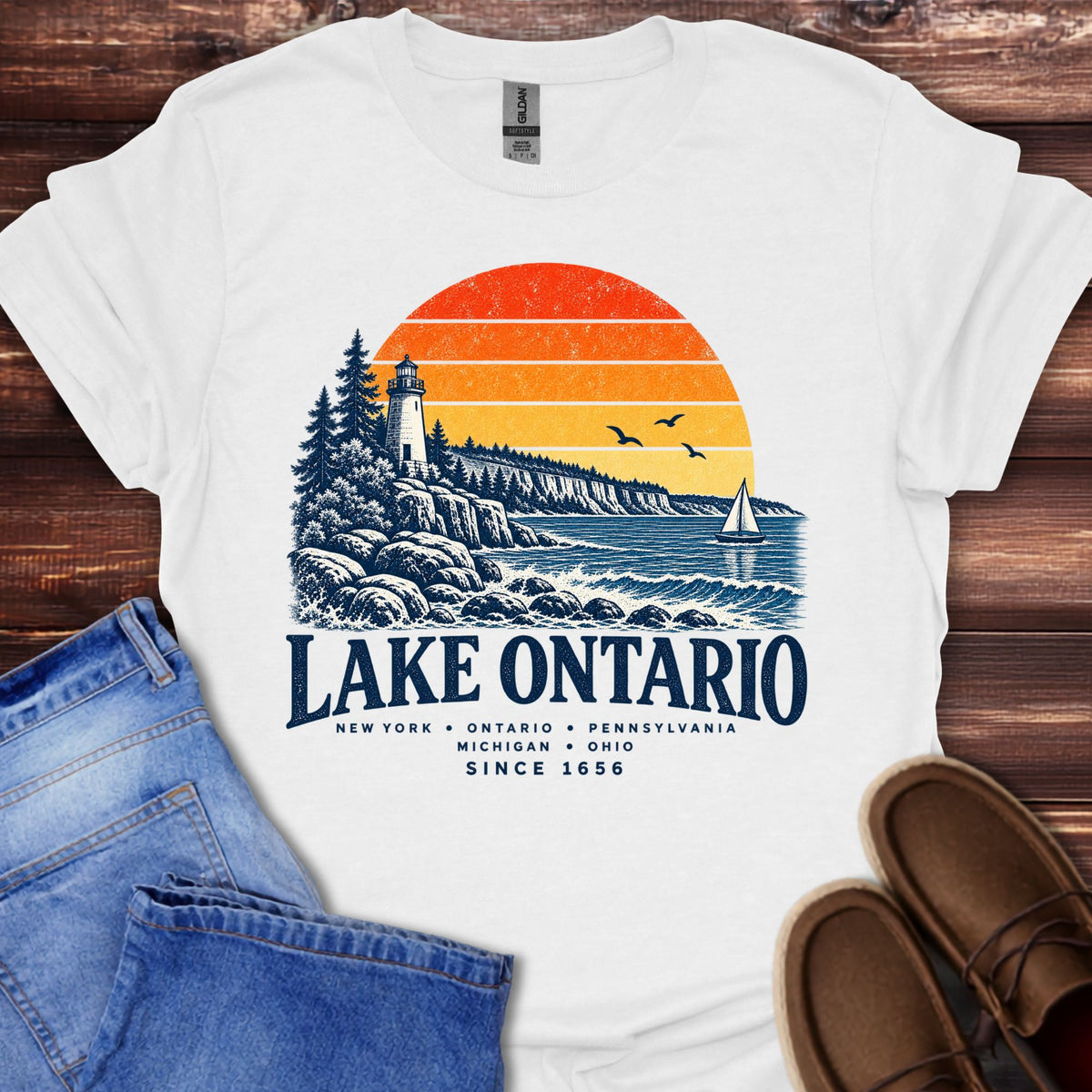 Lake Ontario Lighthouse Sunset T-Shirt