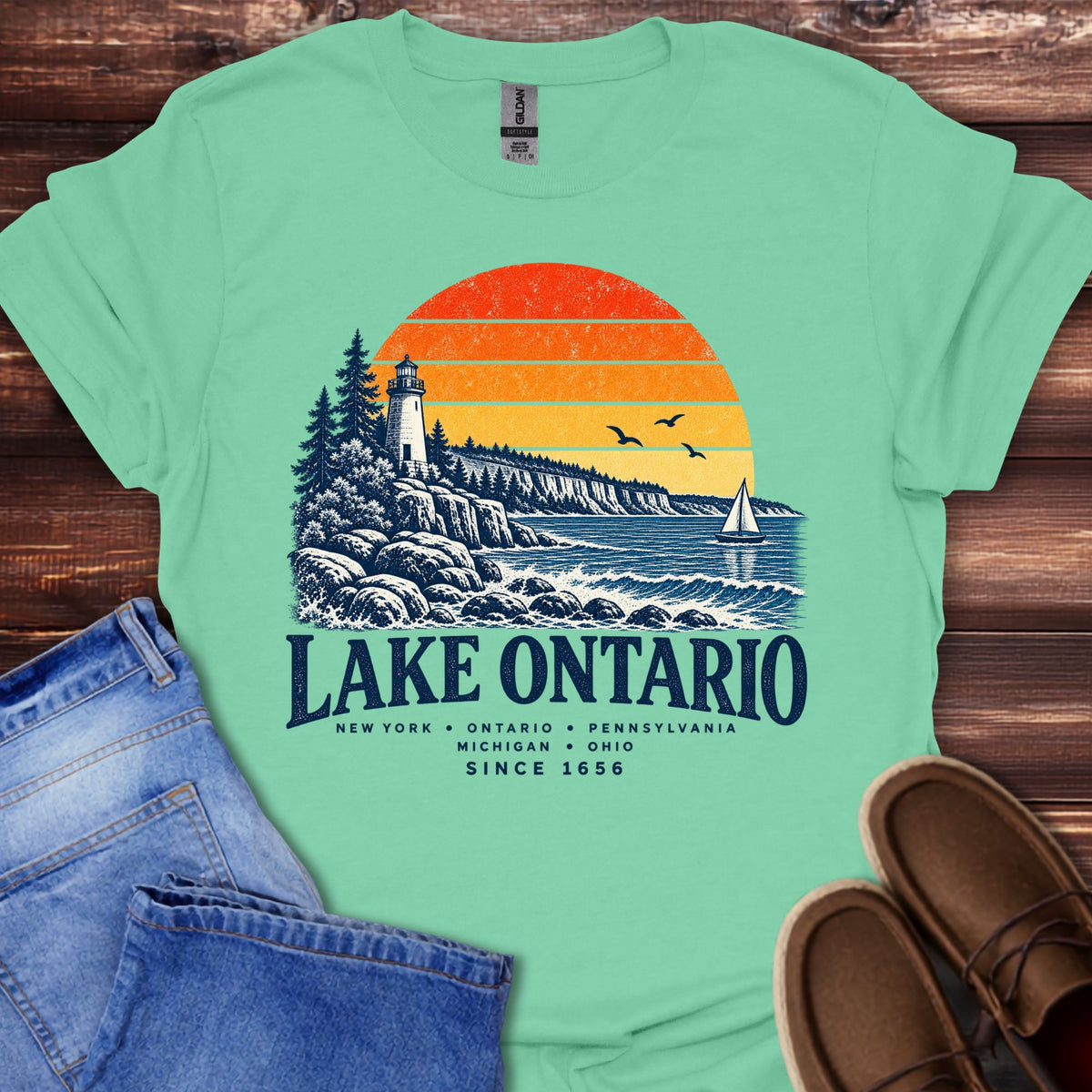 Lake Ontario Lighthouse Sunset T-Shirt