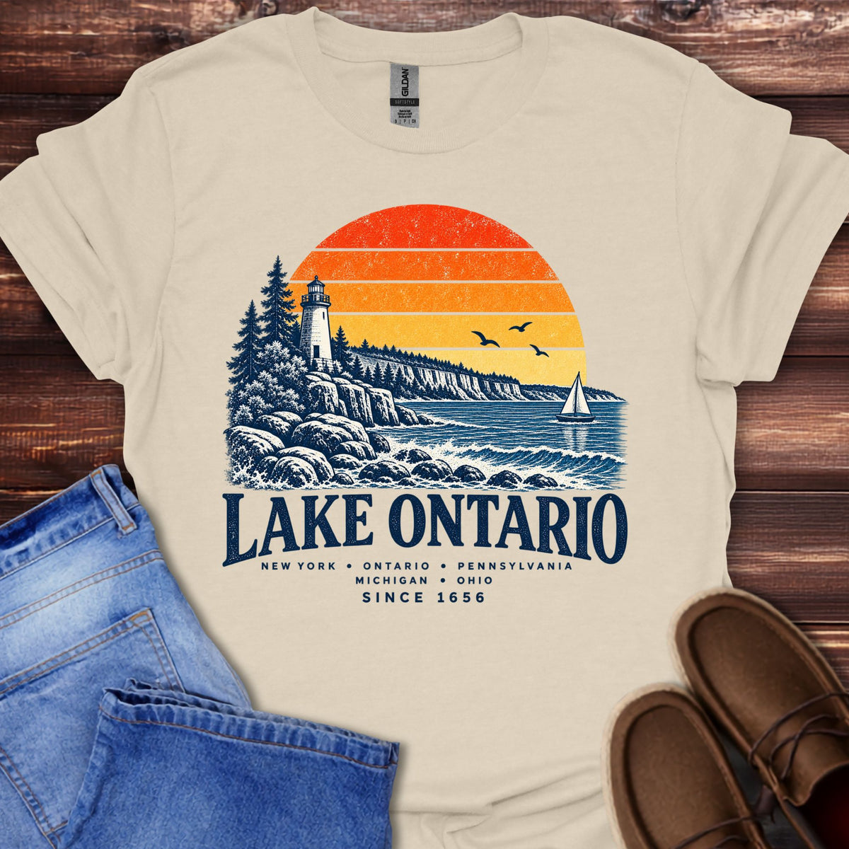 Lake Ontario Lighthouse Sunset T-Shirt