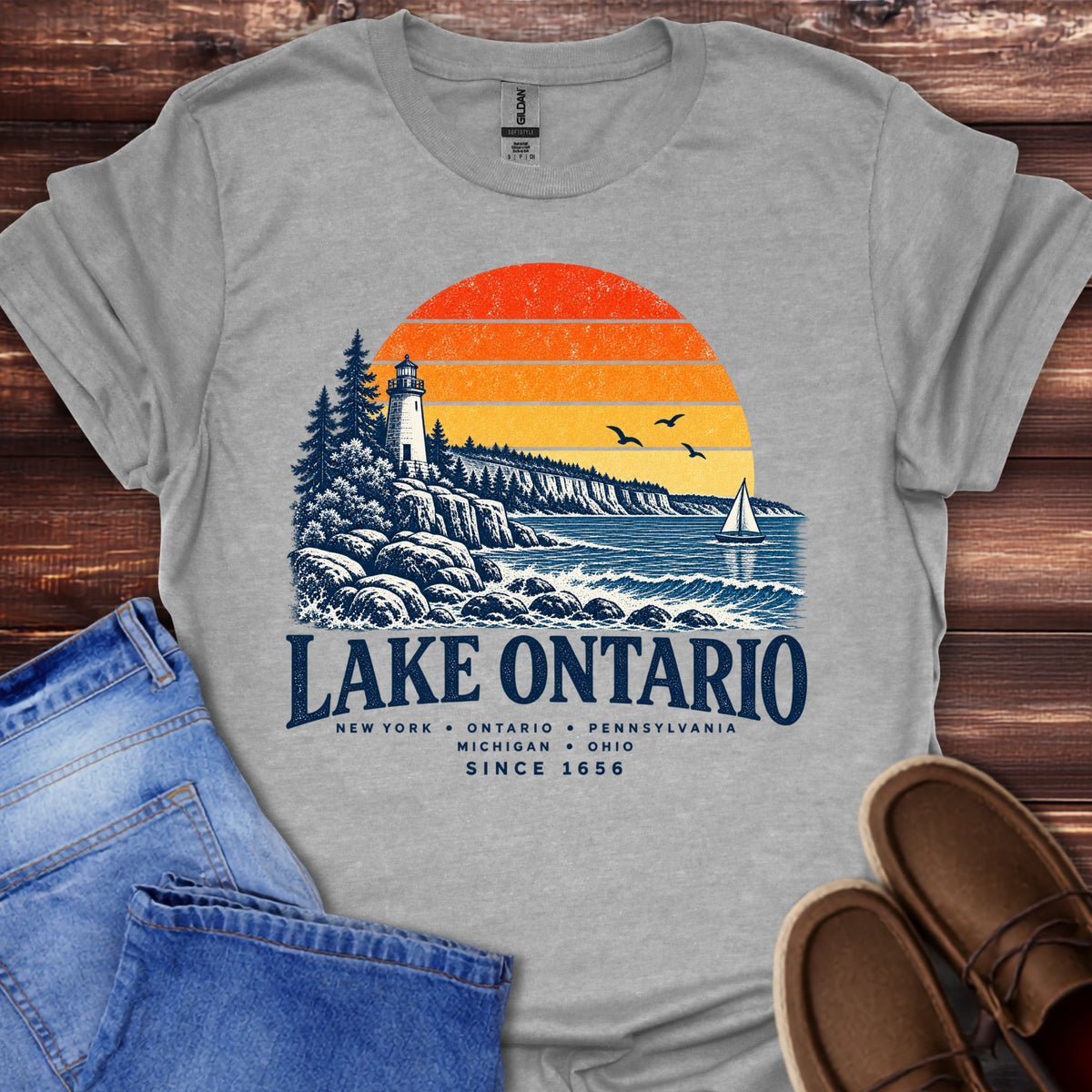 Lake Ontario Lighthouse Sunset T-Shirt