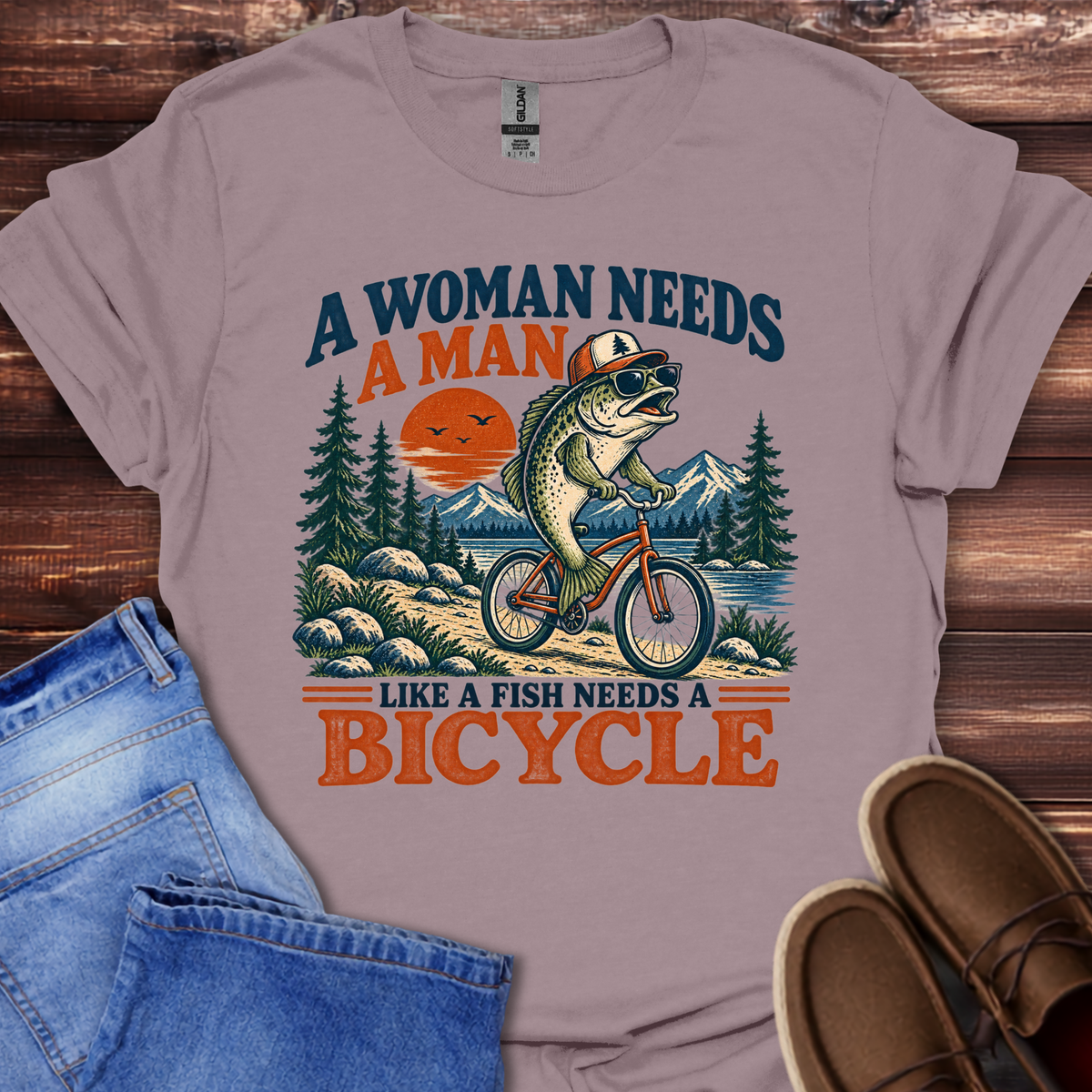 A Woman Needs a Man Like a Fish Needs a Bicycle T-Shirt