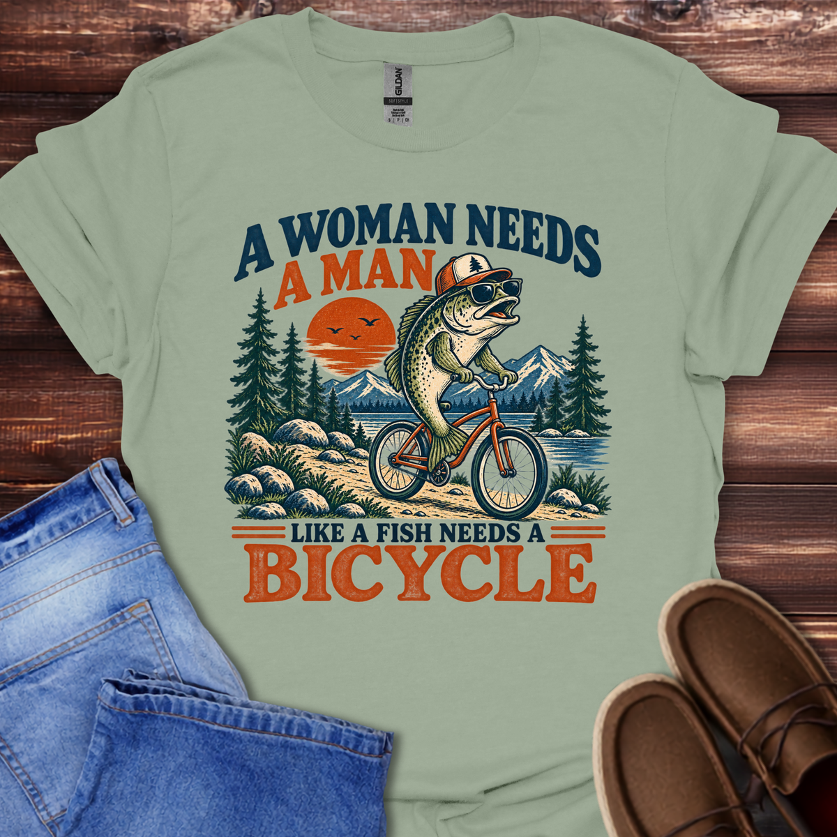 A Woman Needs a Man Like a Fish Needs a Bicycle T-Shirt