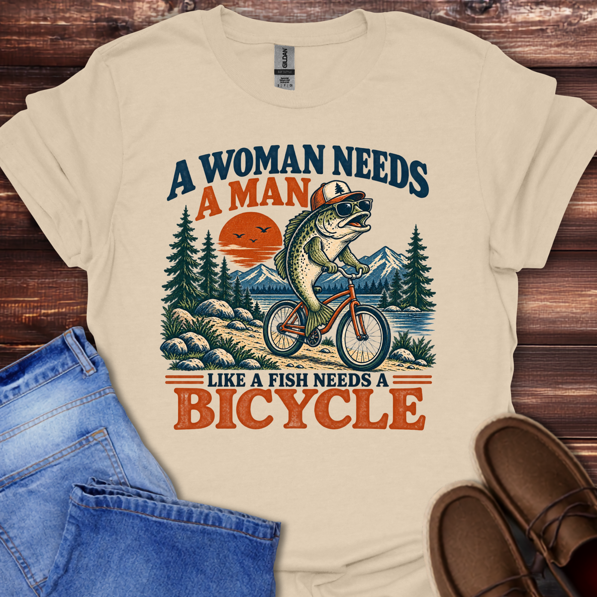 A Woman Needs a Man Like a Fish Needs a Bicycle T-Shirt