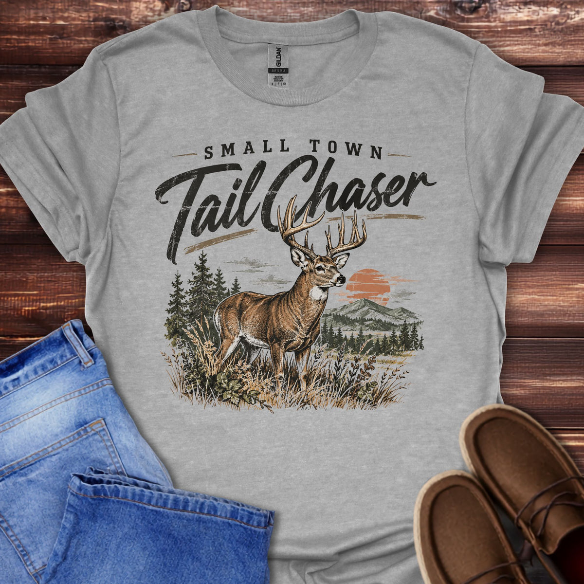 Small Town Tail Chaser Deer Hunting T-Shirt