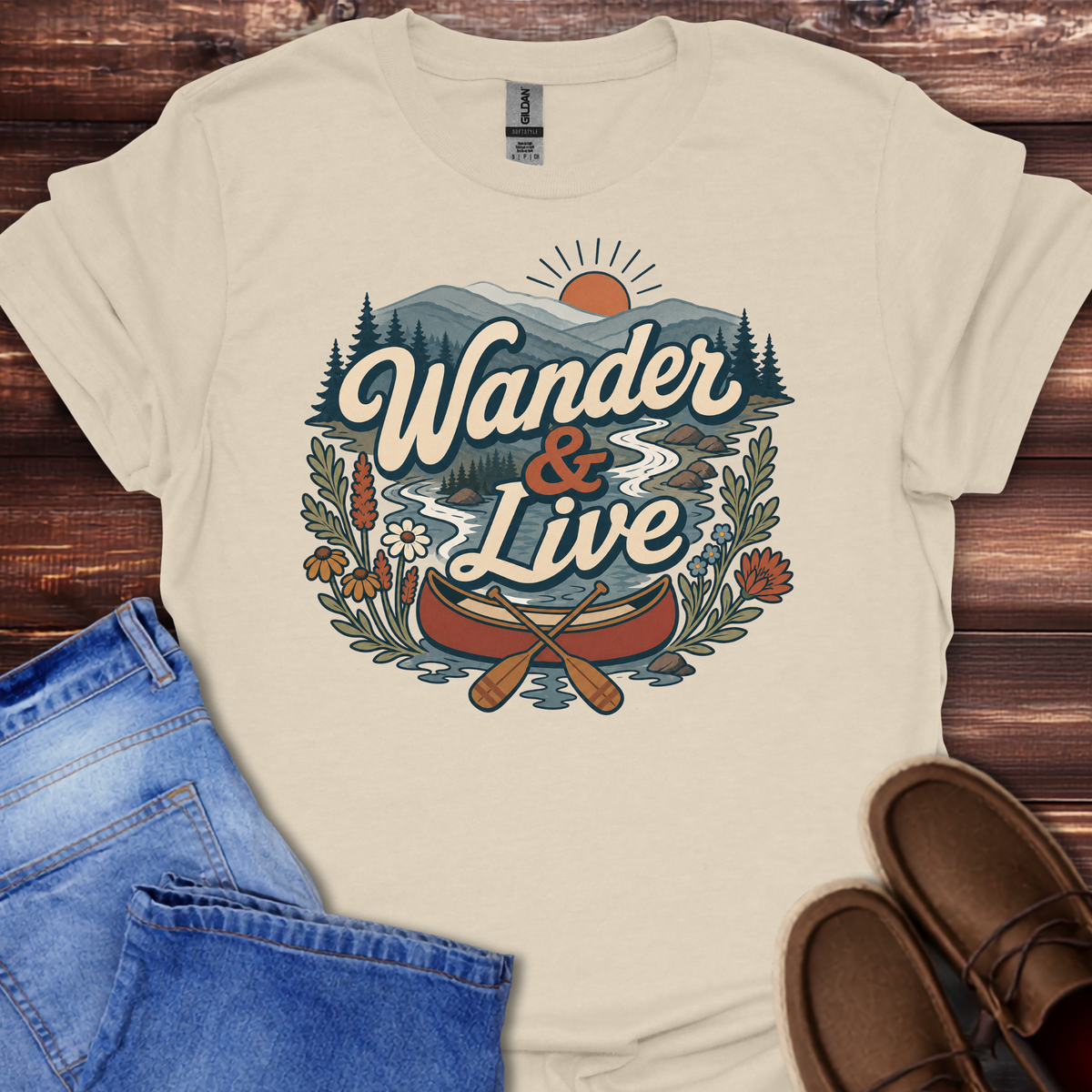 Wander & Live | Retro Nature Adventure T-Shirt