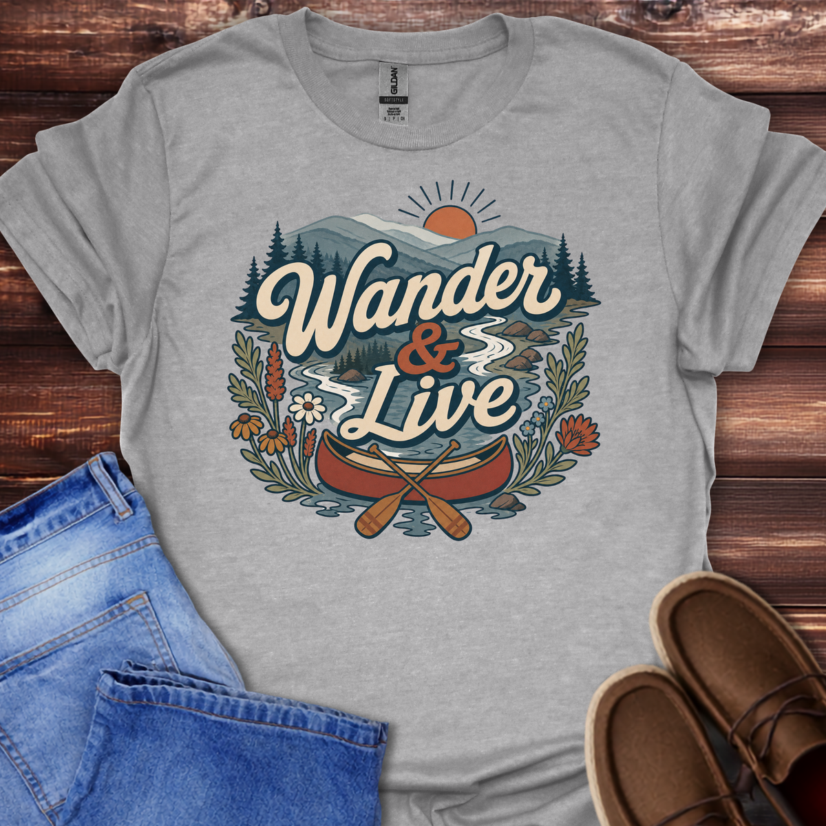 Wander & Live | Retro Nature Adventure T-Shirt