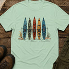 Row of Colorful Kayaks