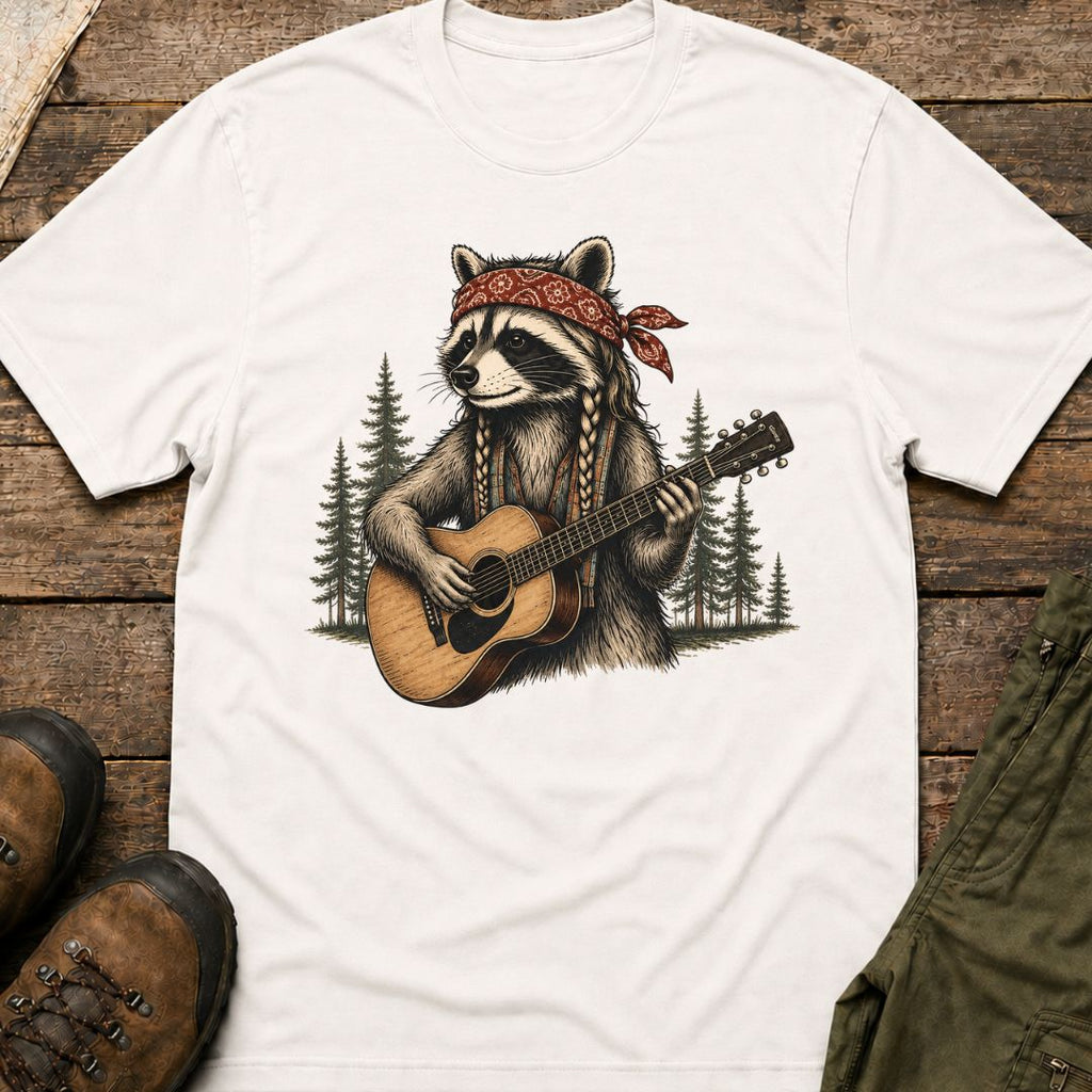 Boho Raccoon Guitar T-Shirt
