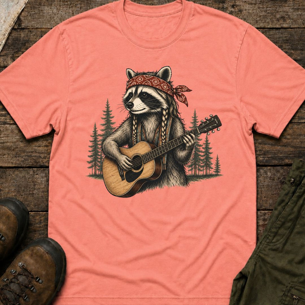 Boho Raccoon Guitar T-Shirt