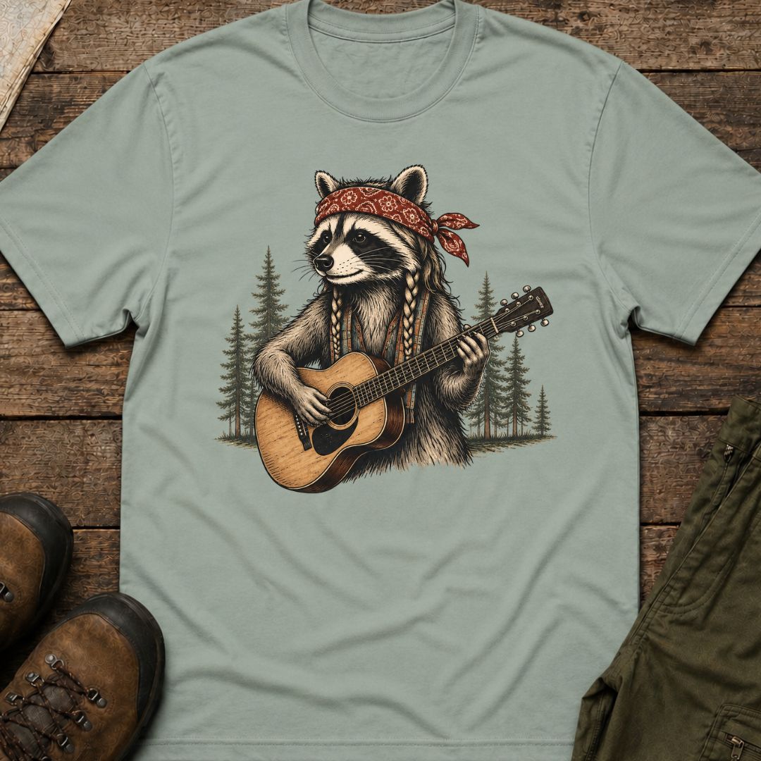 Boho Raccoon Guitar T-Shirt