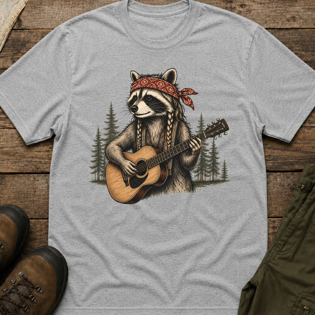 Boho Raccoon Guitar T-Shirt