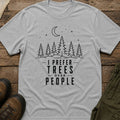 Sport gray "Prefer Trees Over People" graphic t-shirt for nature lovers and hikers
